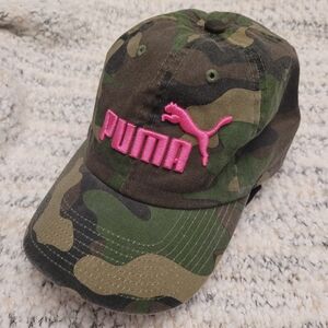 Puma Women's Pink and Green Camo Baseball Cap